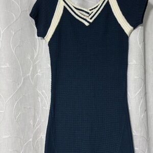 Navy and Cream Knit Dress